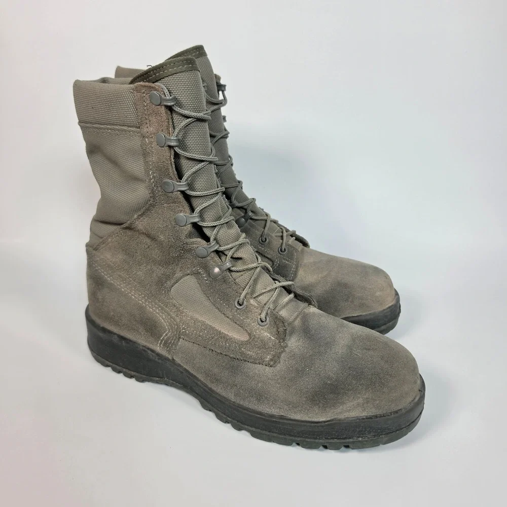 Belleville Tactical Combat Boots Mens 10.5 R Steel Toe Gore Tex Gray Hot Weather